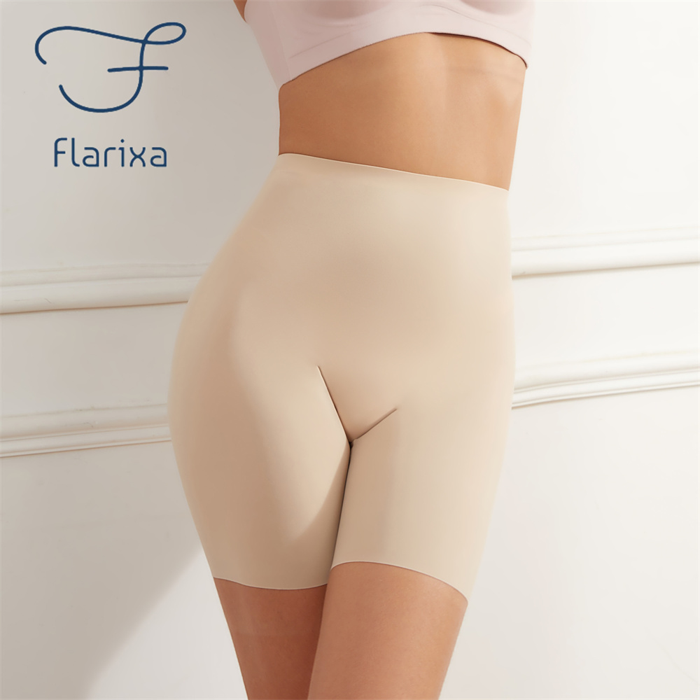 Boyshort Underwear - Flarixaシームレスハイウエストショーツパンティー女性用おなかコントロールヒップリフトアイスシルク安全パンツ下着ボーイショートパンツ