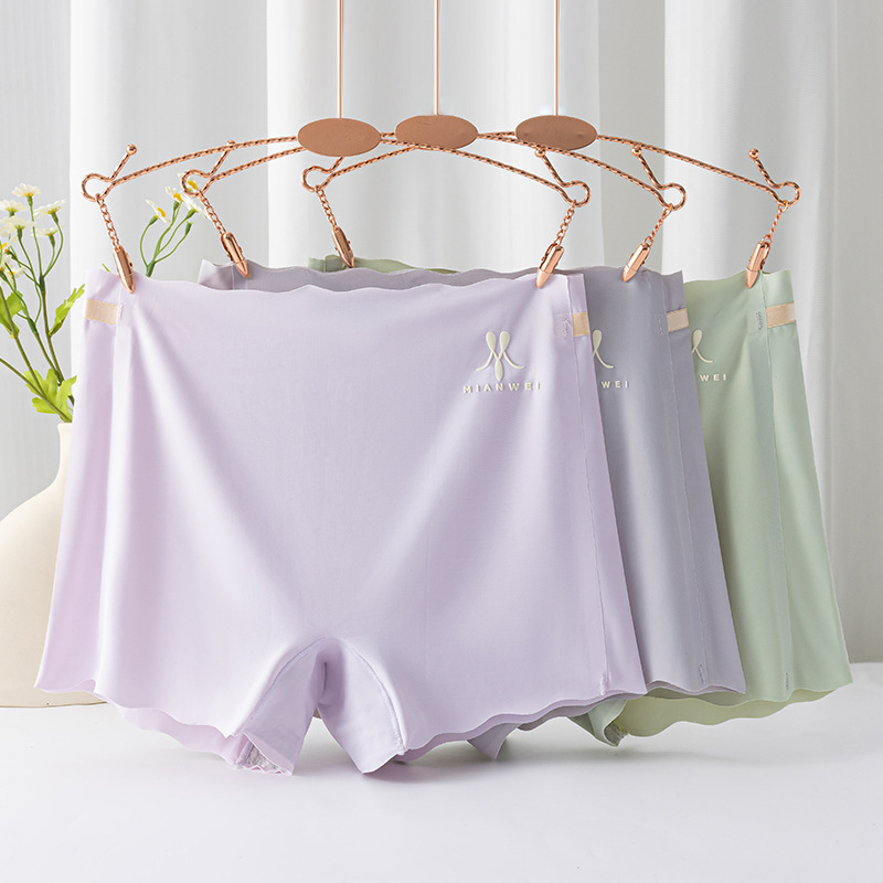 Boyshort Underwear - 女性用のシームレスなアイスシルクの安全ショーツ,ミディアムウエスト,薄い通気性の下着,スカートの下の摩擦防止,夏